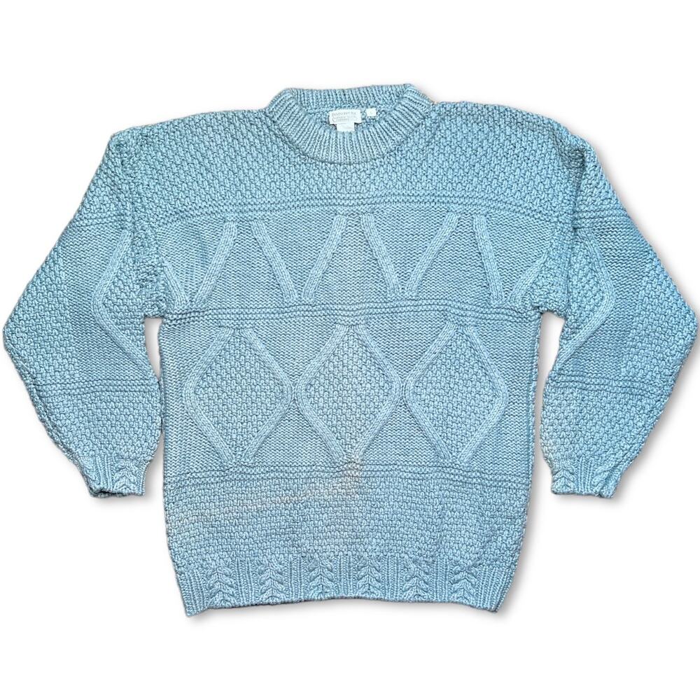 Vintage 90s Blue‎ Cotton Grandpa Sweater Banana Republic Size Large
